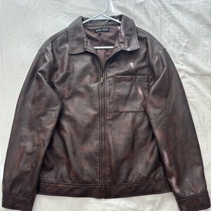 SHEIN Dark Brown Zip-Front Bomber Jacket